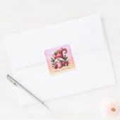 Merry "PINK-mas" Christmas Pink Gnome Hot Chocolat Vierkante Sticker (Envelop)