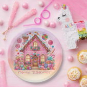 Merry "PINK-mas" Christmas Snoep House Papieren Bordje (Feest)