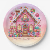 Merry "PINK-mas" Christmas Snoep House Papieren Bordje (Voorkant)