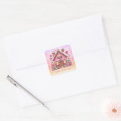 Merry "PINK-mas" Christmas Snoep House Vierkante Sticker (Envelop)