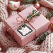 Merry & Pink Wavy Retro Pink Ribbon & Bow To From Vierkante Sticker