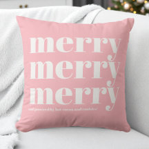 Merry Pink White Typography Fun Eenvoudige Kerst