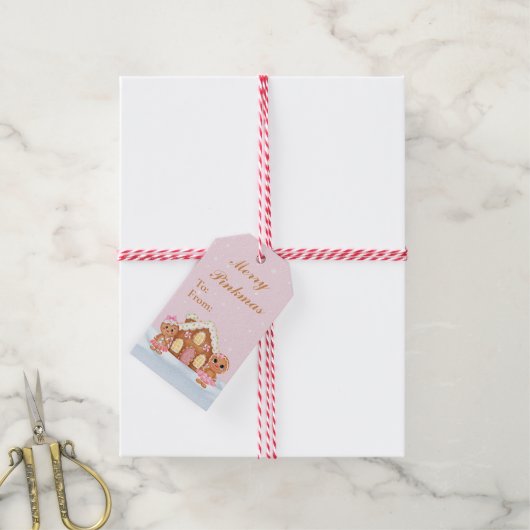 Merry Pinkmas Gingerbrood Gift Labels Cadeaulabel (Met Touw)