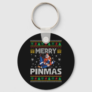 Merry Pinmas Funny Kerstbediende Santa Wrestli Sleutelhanger