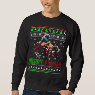 Merry Pinmas kerstSweater Santa Wrestling Gr Trui