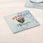 Merry PIPmas Trading Bull Christmas Design – Funny Kartonnen Onderzetters (Schuin)