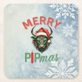 Merry PIPmas Trading Bull Christmas Design – Funny Kartonnen Onderzetters (Voorkant)