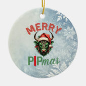 Merry PIPmas Trading Bull Christmas Design – Funny Keramisch Ornament (Voorkant)