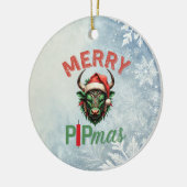 Merry PIPmas Trading Bull Christmas Design – Funny Keramisch Ornament (Links)