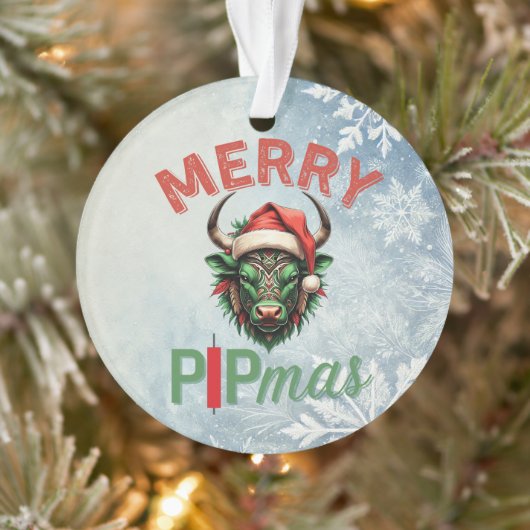 Merry PIPmas Trading Bull Christmas Design – Funny Ornament (Boom)