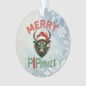 Merry PIPmas Trading Bull Christmas Design – Funny Ornament (voorkant)