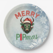 Merry PIPmas Trading Bull Christmas Design – Funny Papieren Bordje (Voorkant)