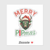 Merry PIPmas Trading Bull Christmas Design – Funny Sticker (Vel)