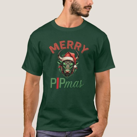 Merry PIPmas Trading Bull Christmas Design – Funny T-shirt (Voorkant)