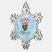 Merry PIPmas Trading Bull Christmas Design – Funny Tin Sneeuwvlok Ornament (Rechts)