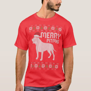 Merry Pitbull Pitmas Kerstmis-dog Puppy Ugly XMas T-shirt