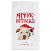 Merry Pitmas, Cute Santa Pit Bull Dog Personalized Klein Cadeauzakje (Achterkant)
