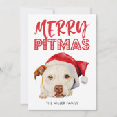 Merry Pitmas | Funny Santa Pit Bull Dog Feestdagenkaart (Voorkant)