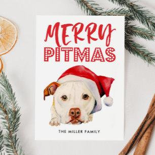 Merry Pitmas   Funny Santa Pit Bull Dog Feestdagenkaart