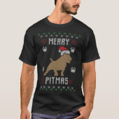 Merry Pitmas Grappige Lelijke Kersttrui Pit Bull T-shirt (Voorkant)