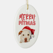 Merry Pitmas | Kute Santa Pit Bull Terrier Dog Keramisch Ornament (Rechts)