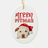 Merry Pitmas | Kute Santa Pit Bull Terrier Dog Keramisch Ornament (Achterkant)