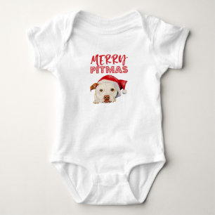 Merry Pitmas Kute Santa Pit Bull Terrier Dog Romper