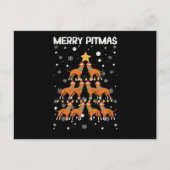 Merry Pitmas Pitbull Dog Merry Christmas Tree Briefkaart (Voorkant)