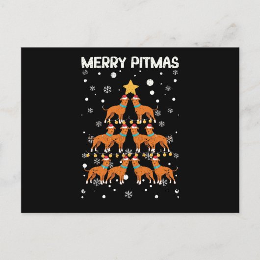 Merry Pitmas Pitbull Dog Merry Christmas Tree Briefkaart (Voorkant)