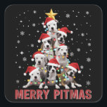 Merry Pitmas Pitbull Dog Tree Ugly Christmas Vierkante Sticker<br><div class="desc">Merry Pitmas Pitbull Dog Tree Ugly Christmas</div>