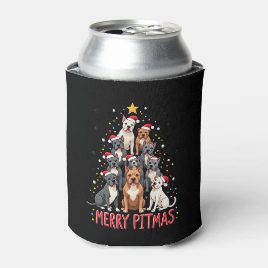 Merry Pitmas Pitbull Dog Ugly Christmas Sweater Tr Blikjeskoeler (Blikje Voorkant)