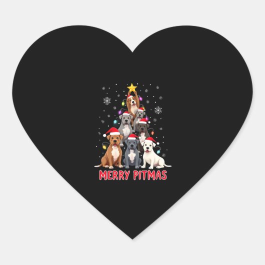 Merry Pitmas Pitbull Dog Ugly Christmas Sweater Tr Hart Sticker (Voorkant)