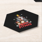 Merry Pitmas Pitbull Dog Ugly Christmas Sweater Tr Kartonnen Onderzetters (Schuin)
