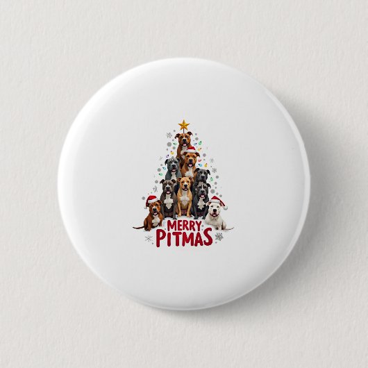 Merry Pitmas Pitbull Dog Ugly Christmas Sweater Tr Ronde Button 5,7 Cm (Voorkant)
