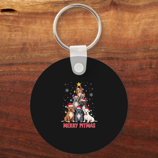 Merry Pitmas Pitbull Dog Ugly Christmas Sweater Tr Sleutelhanger (Voorkant)