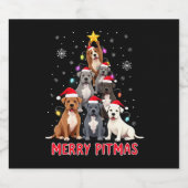 Merry Pitmas Pitbull Dog Ugly Christmas Sweater Tr Sparkling Wijnetiket (Enkel label)