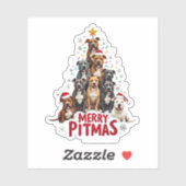 Merry Pitmas Pitbull Dog Ugly Christmas Sweater Tr Sticker (Vel)