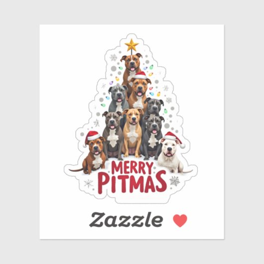 Merry Pitmas Pitbull Dog Ugly Christmas Sweater Tr Sticker (Vel)