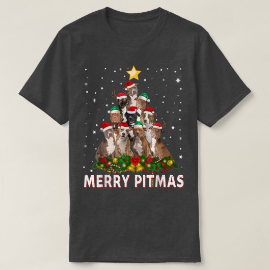 Merry Pitmas Pitbull Dog Ugly Christmas Sweater Tr T-shirt (Design voorkant)