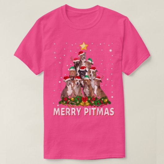 Merry Pitmas Pitbull Dog Ugly Christmas Sweater Tr T-shirt (Design voorkant)