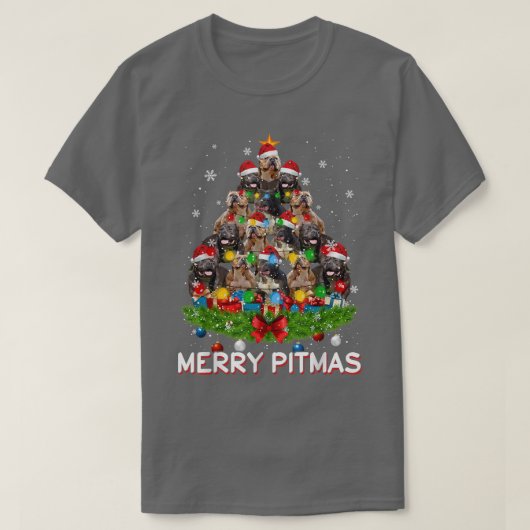 Merry Pitmas Pitbull Dog Ugly Christmas Sweater Tr T-shirt (Design voorkant)