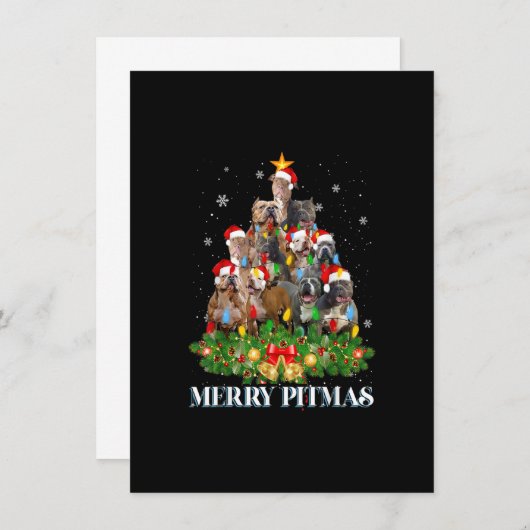 Merry Pitmas Pitbull Dog Ugly KerstSweater Tr Kaart (Voorkant / Achterkant)