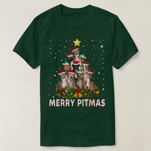 Merry Pitmas Pitbull Dog Ugly KerstSweater Tr T-shirt (Design voorkant)