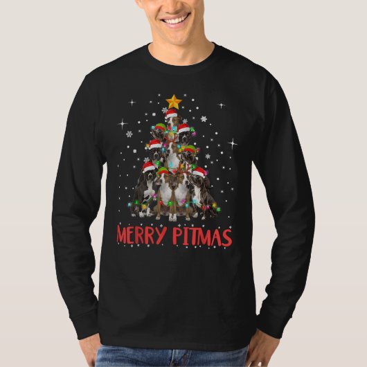 Merry Pitmas Pitbull Dog Ugly KerstSweater Tr T-shirt (Voorkant)