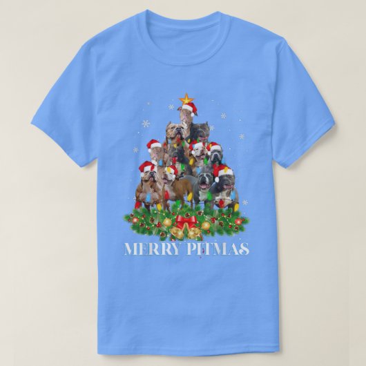 Merry Pitmas Pitbull Dog Ugly KerstSweater Tr T-shirt (Design voorkant)