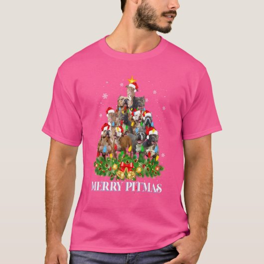 Merry Pitmas Pitbull Dog Ugly KerstSweater Tr T-shirt (Voorkant)