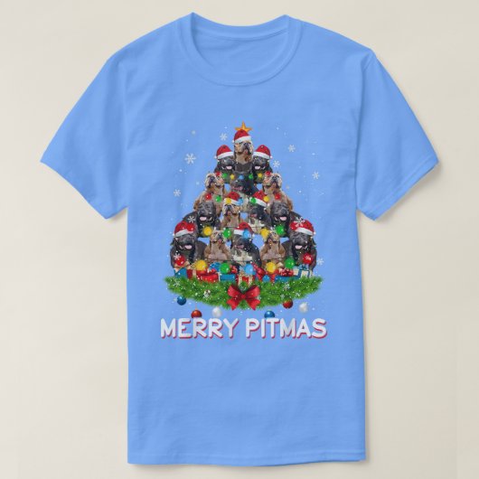 Merry Pitmas Pitbull Dog Ugly KerstSweater Tr T-shirt (Design voorkant)