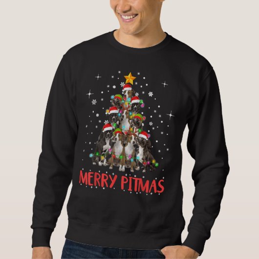 Merry Pitmas Pitbull Dog Ugly KerstSweater Tr Trui (Voorkant)