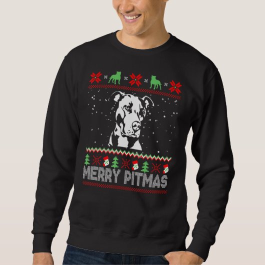 Merry Pitmas Pitbull Dog Ugly Sweater for Dog (Voorkant)