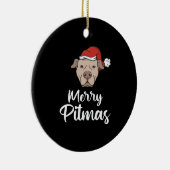Merry Pitmas Pitbull Kerstmis Keramisch Ornament (Rechts)